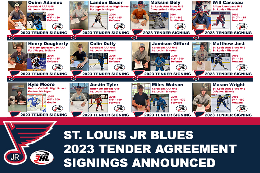 St. Louis Jr. Blues - 2023 Tender Agreement Signings Announced